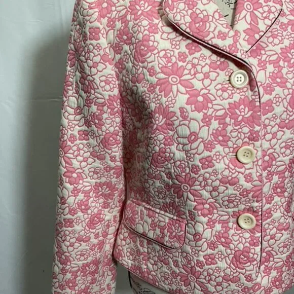 Ann Taylor Loft Women's Beautiful Floral Pink and Ivory Blazer Jacket Size: 10P - Picture 3 of 9